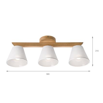 Brilagi - Plafonnier ANTHONY 3xE14/40W/230V chêne/blanc