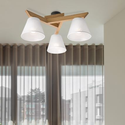 Brilagi - Plafonnier ANTHONY 3xE14/40W/230V chêne/blanc
