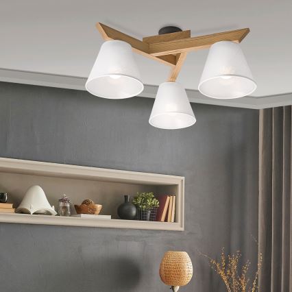 Brilagi - Plafonnier ANTHONY 3xE14/40W/230V chêne/blanc