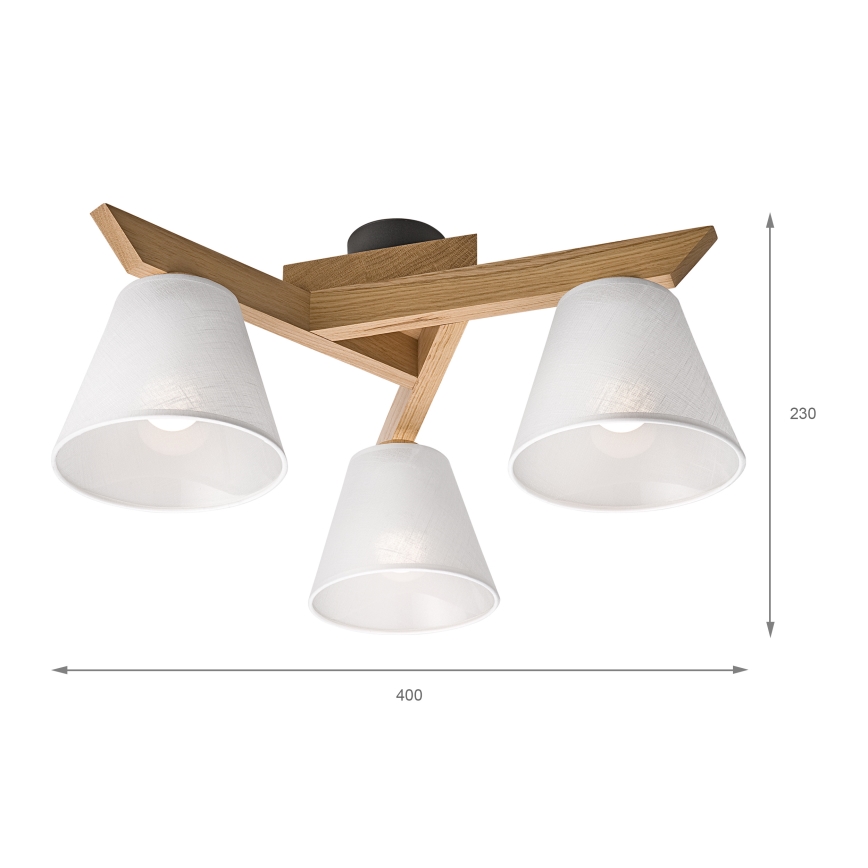 Brilagi - Plafonnier ANTHONY 3xE14/40W/230V chêne/blanc
