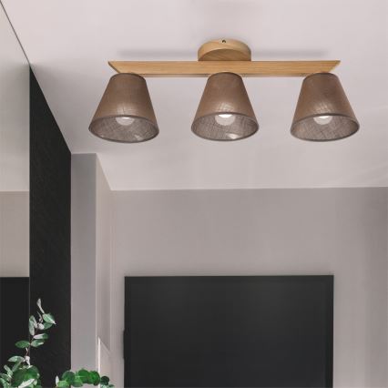 Brilagi - Plafonnier ANTHONY 3xE14/40W/230V chêne/marron