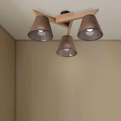 Brilagi - Plafonnier ANTHONY 3xE14/40W/230V chêne/marron