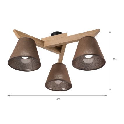 Brilagi - Plafonnier ANTHONY 3xE14/40W/230V chêne/marron