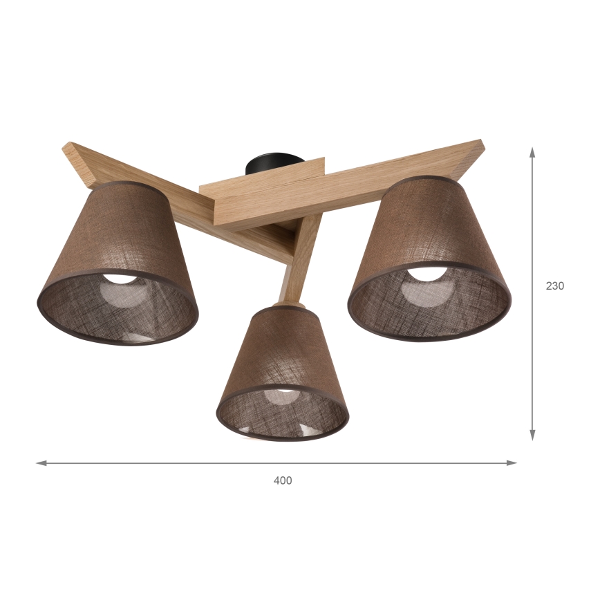 Brilagi - Plafonnier ANTHONY 3xE14/40W/230V chêne/marron