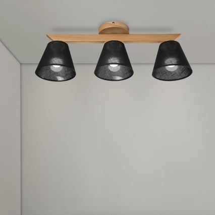 Brilagi - Plafonnier ANTHONY 3xE14/40W/230V chêne/noir