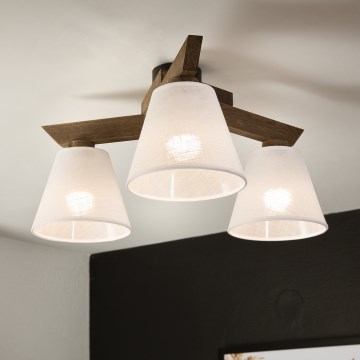 Brilagi - Plafonnier ANTHONY 3xE14/40W/230V chêne noyer/blanc