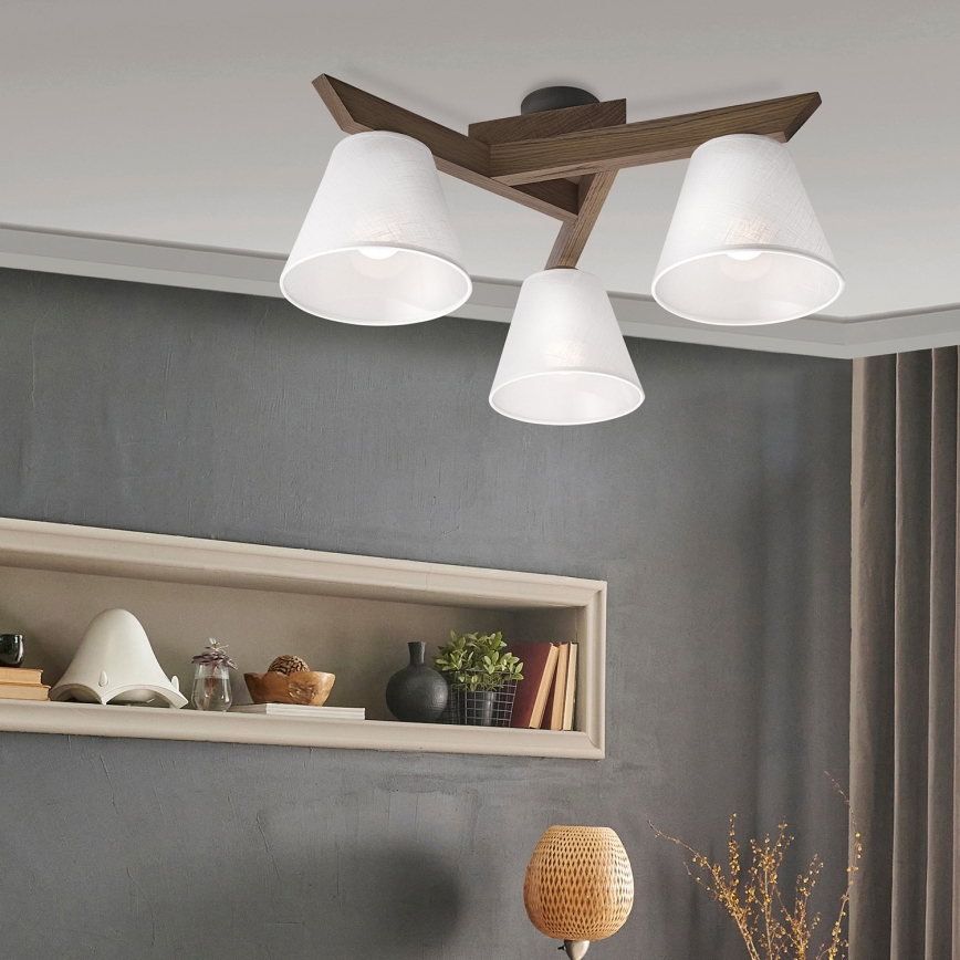 Brilagi - Plafonnier ANTHONY 3xE14/40W/230V chêne noyer/blanc