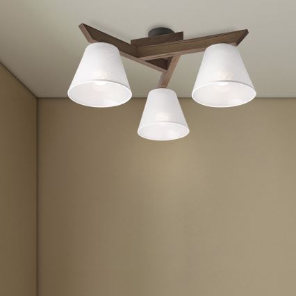 Brilagi - Plafonnier ANTHONY 3xE14/40W/230V chêne noyer/blanc
