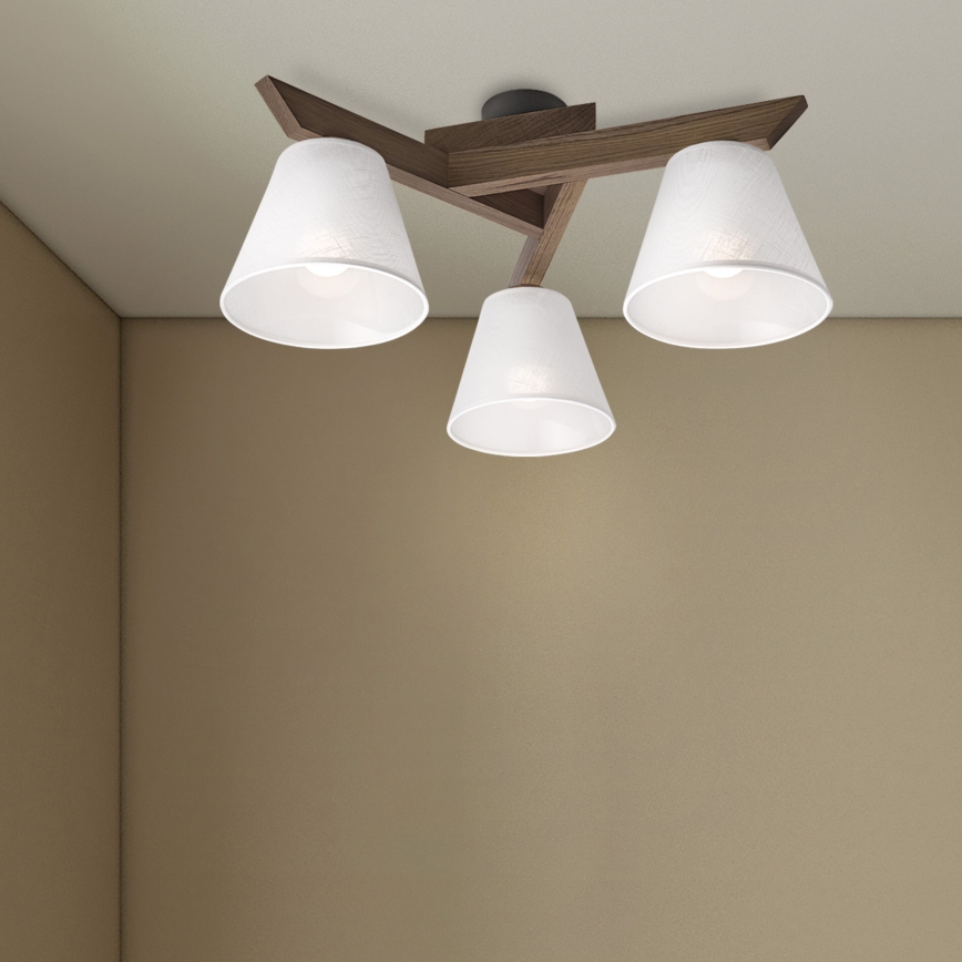 Brilagi - Plafonnier ANTHONY 3xE14/40W/230V chêne noyer/blanc