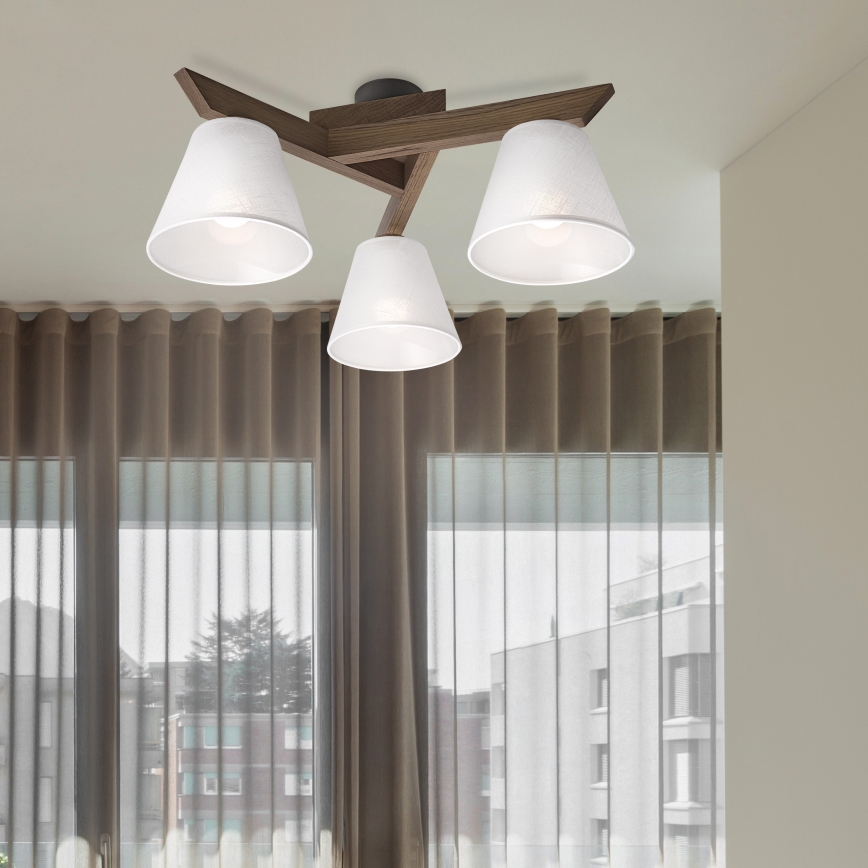 Brilagi - Plafonnier ANTHONY 3xE14/40W/230V chêne noyer/blanc