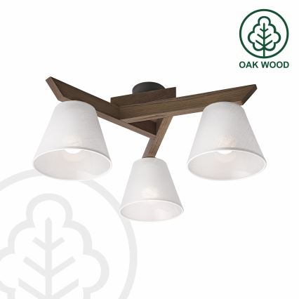 Brilagi - Plafonnier ANTHONY 3xE14/40W/230V chêne noyer/blanc