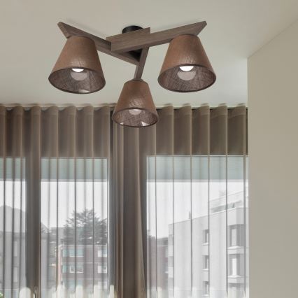 Brilagi - Plafonnier ANTHONY 3xE14/40W/230V chêne noyer/marron