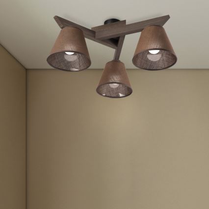 Brilagi - Plafonnier ANTHONY 3xE14/40W/230V chêne noyer/marron