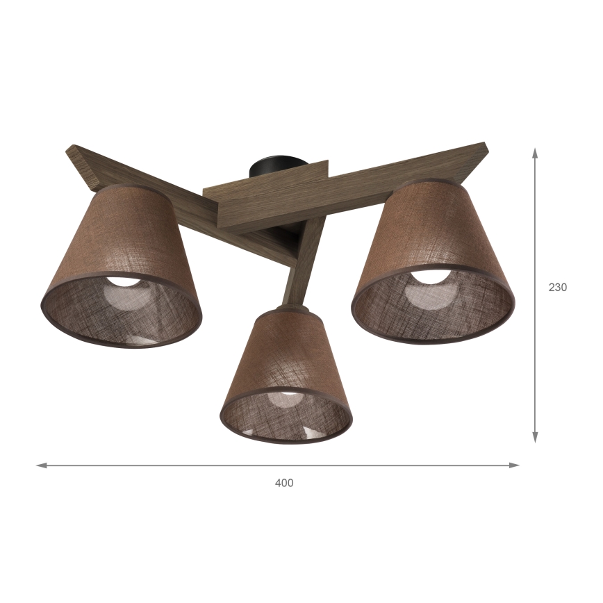 Brilagi - Plafonnier ANTHONY 3xE14/40W/230V chêne noyer/marron
