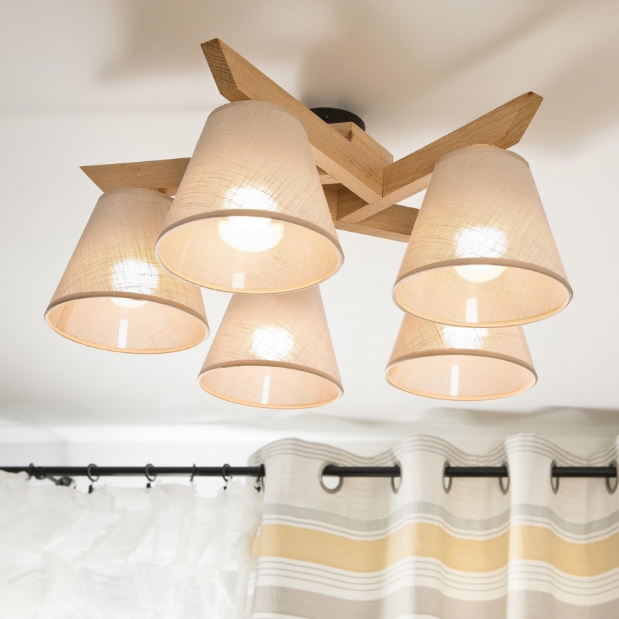 Brilagi - Plafonnier ANTHONY 5xE14/40W/230V chêne/beige