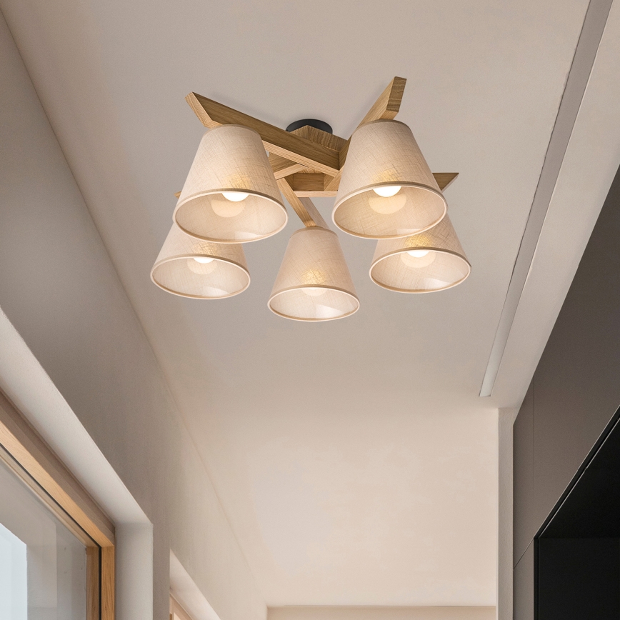 Brilagi - Plafonnier ANTHONY 5xE14/40W/230V chêne/beige