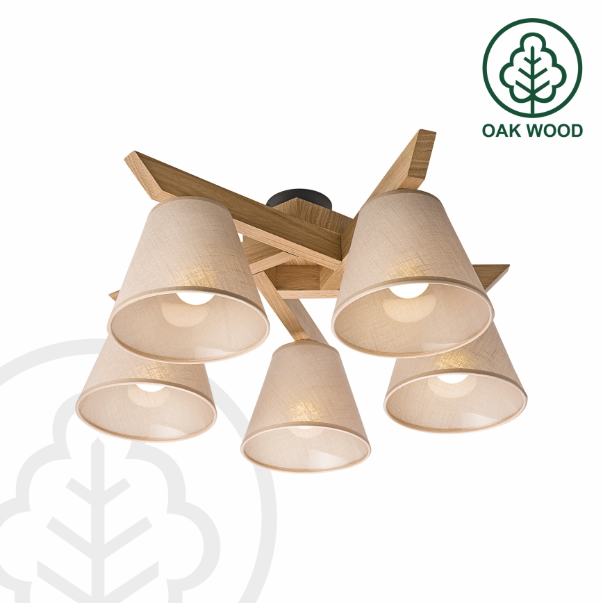 Brilagi - Plafonnier ANTHONY 5xE14/40W/230V chêne/beige