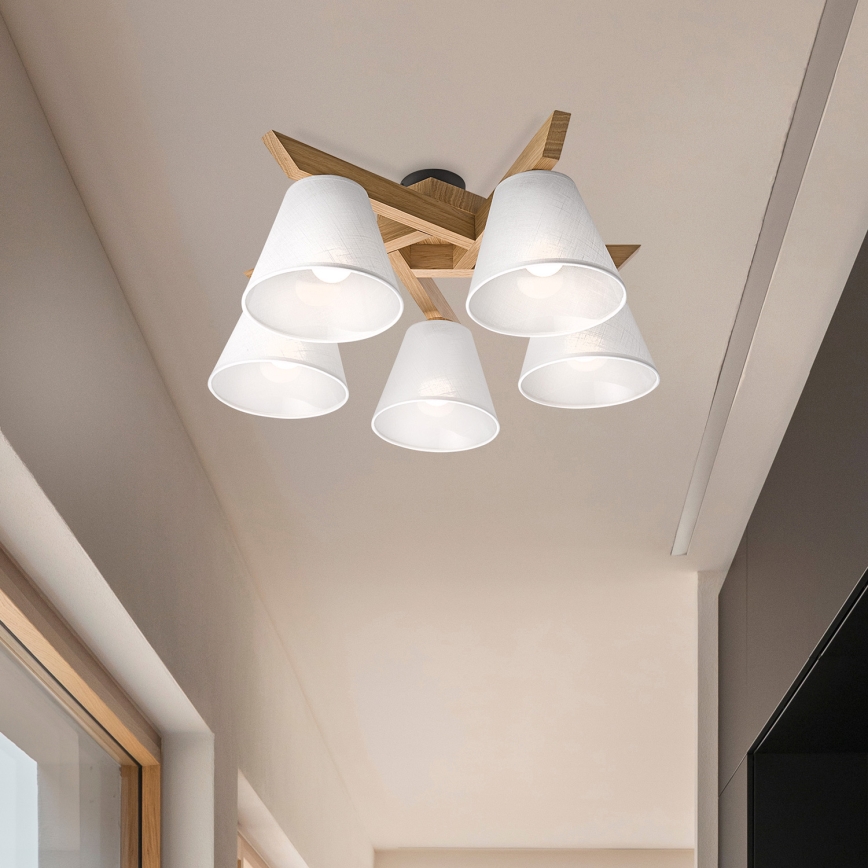 Brilagi - Plafonnier ANTHONY 5xE14/40W/230V chêne/blanc