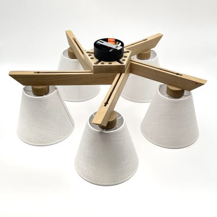 Brilagi - Plafonnier ANTHONY 5xE14/40W/230V chêne/blanc