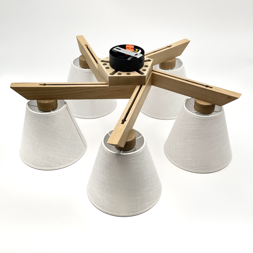 Brilagi - Plafonnier ANTHONY 5xE14/40W/230V chêne/blanc