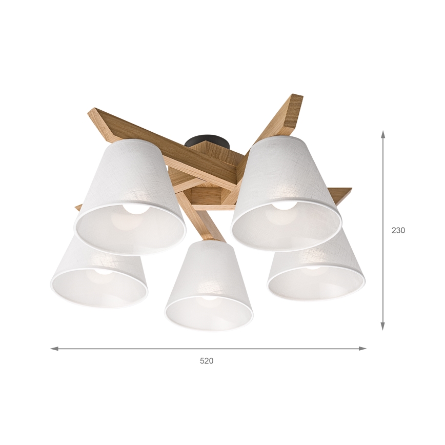 Brilagi - Plafonnier ANTHONY 5xE14/40W/230V chêne/blanc