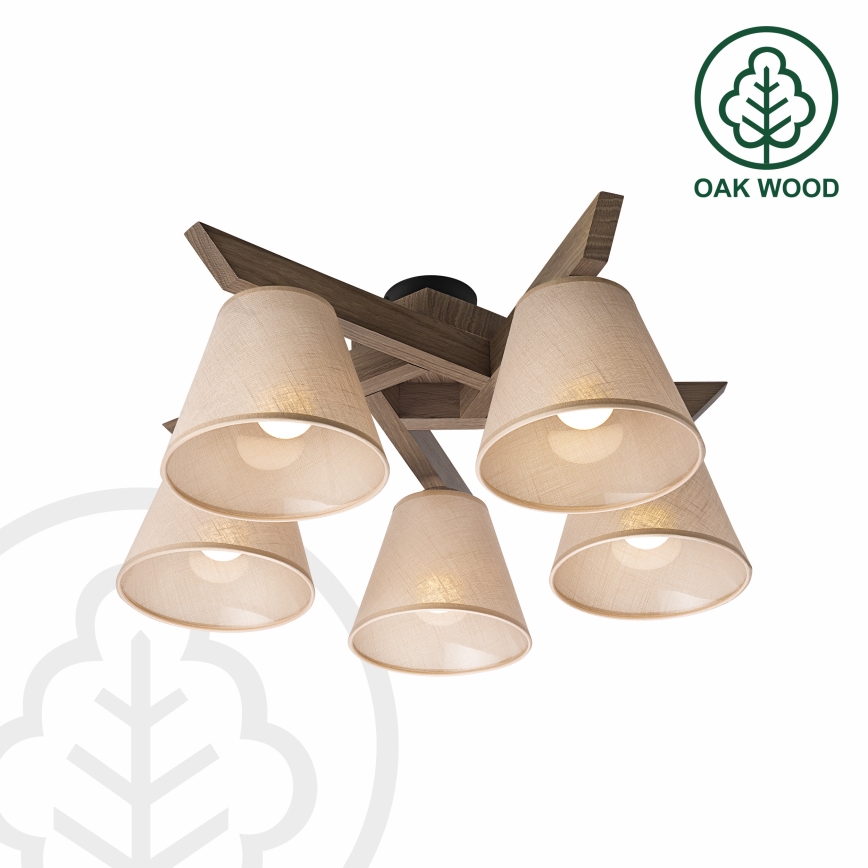 Brilagi - Plafonnier ANTHONY 5xE14/40W/230V chêne noyer/beige