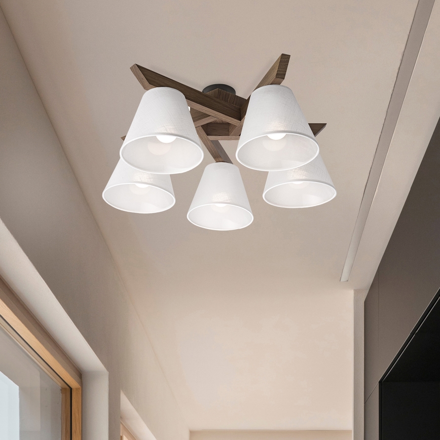 Brilagi - Plafonnier ANTHONY 5xE14/40W/230V chêne noyer/blanc