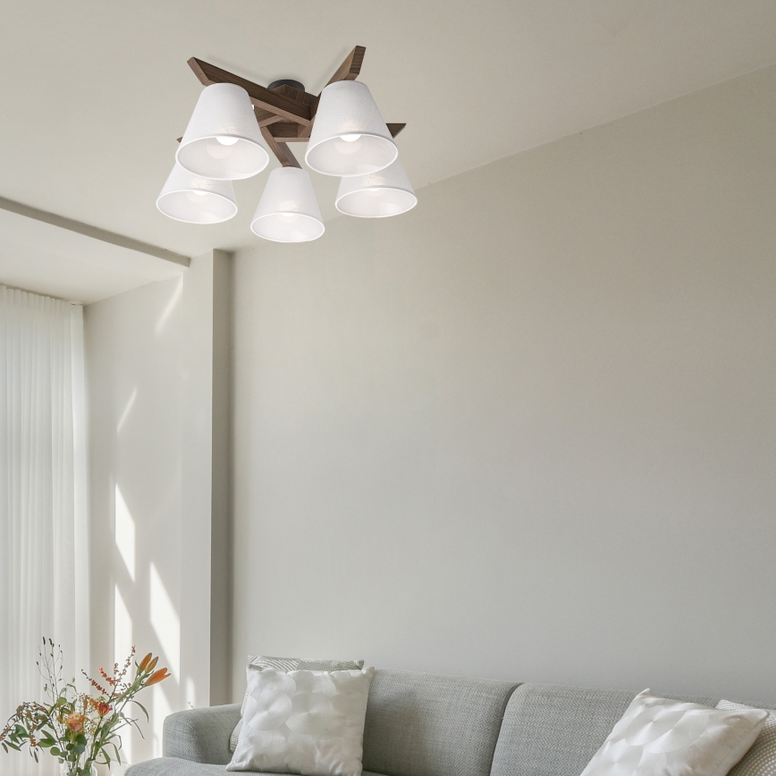 Brilagi - Plafonnier ANTHONY 5xE14/40W/230V chêne noyer/blanc