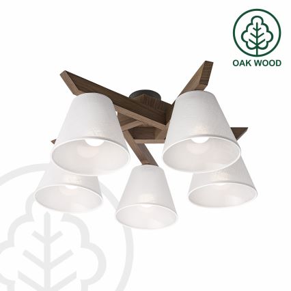 Brilagi - Plafonnier ANTHONY 5xE14/40W/230V chêne noyer/blanc