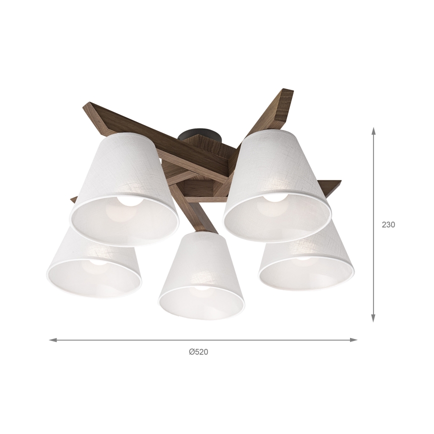 Brilagi - Plafonnier ANTHONY 5xE14/40W/230V chêne noyer/blanc