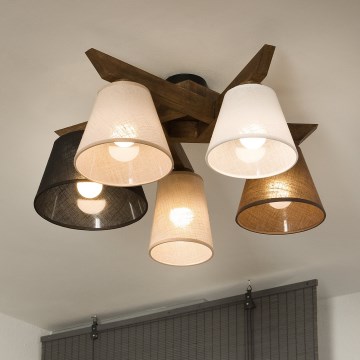 Brilagi - Plafonnier ANTHONY 5xE14/40W/230V chêne noyer