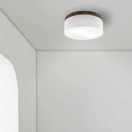 Brilagi - Plafonnier BELLADONNA 2xE27/15W/230V d. 40 cm blanc/chêne noyer