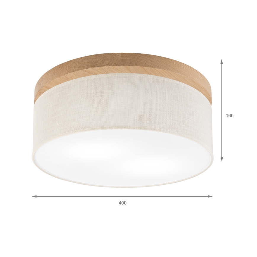 Brilagi - Plafonnier BELLADONNA 2xE27/15W/230V d. 40 cm crème/chêne