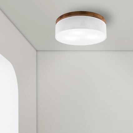 Brilagi - Plafonnier BELLADONNA 3xE27/15W/230V d. 50 cm blanc/chêne cerise