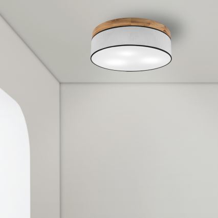 Brilagi - Plafonnier BELLADONNA 3xE27/15W/230V d. 50 cm blanc/chêne
