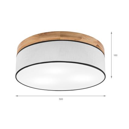 Brilagi - Plafonnier BELLADONNA 3xE27/15W/230V d. 50 cm blanc/chêne