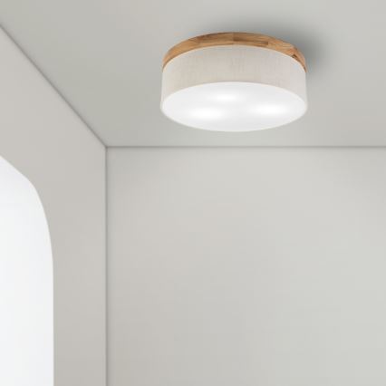 Brilagi - Plafonnier BELLADONNA 3xE27/15W/230V d. 50 cm crème/chêne