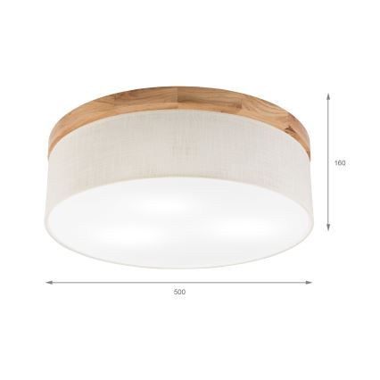 Brilagi - Plafonnier BELLADONNA 3xE27/15W/230V d. 50 cm crème/chêne