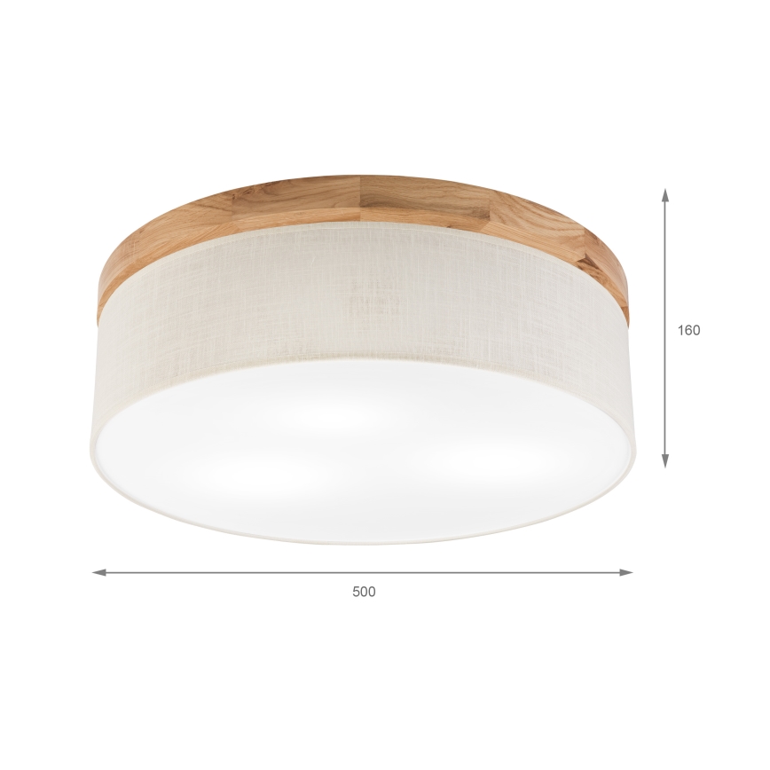 Brilagi - Plafonnier BELLADONNA 3xE27/15W/230V d. 50 cm crème/chêne