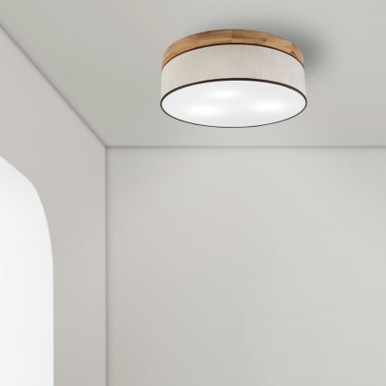 Brilagi - Plafonnier BELLADONNA 3xE27/15W/230V d. 50 cm crème/chêne
