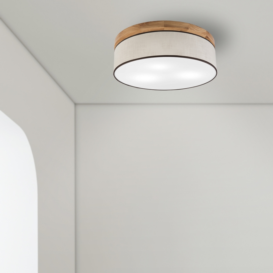 Brilagi - Plafonnier BELLADONNA 3xE27/15W/230V d. 50 cm crème/chêne