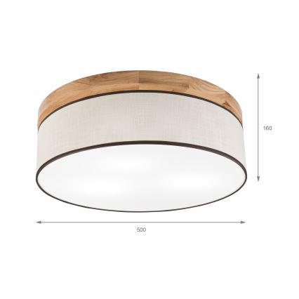 Brilagi - Plafonnier BELLADONNA 3xE27/15W/230V d. 50 cm crème/chêne