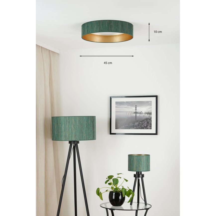 Brilagi - Plafonnier BOSTON ROLLER LED/24W/230V d. 45 cm paille vert/doré