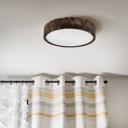 Brilagi - Plafonnier CARVALHO SMOKEY 2xE27/60W/230V chêne Ø 37,5 cm