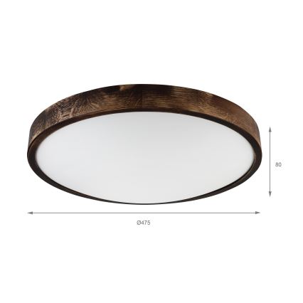 Brilagi - Plafonnier CARVALHO SMOKEY 3xE27/15W/230V chêne Ø 47,5 cm