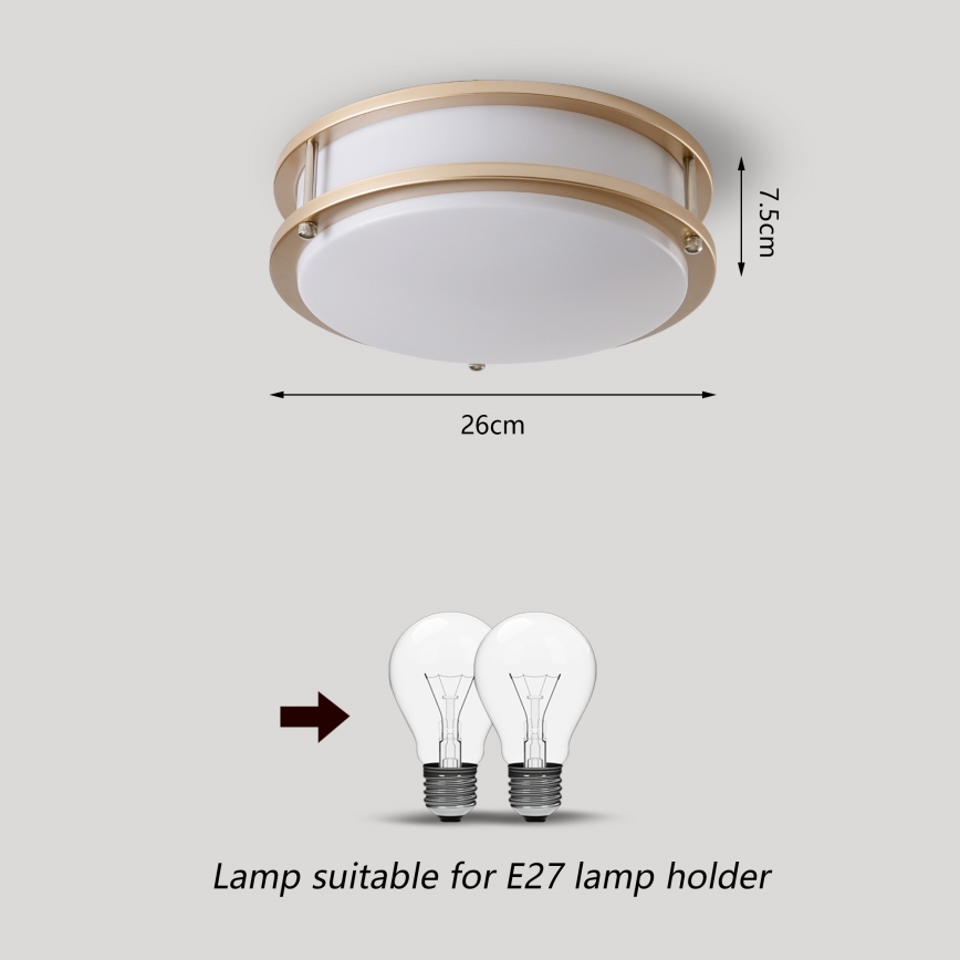 Brilagi - Plafonnier ELARO 2xE27/40W/230V Ø 26 cm doré