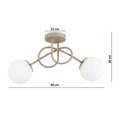 Brilagi - Plafonnier en applique MILO ECRU 2xE27/60W/230V beige/doré