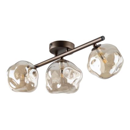 Brilagi - Plafonnier en applique VULCANO 3xG9/8W/230V marron/beige fumé