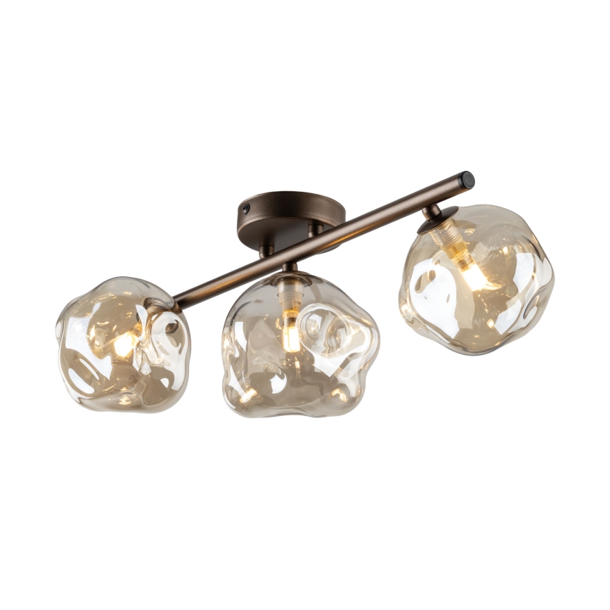 Brilagi - Plafonnier en applique VULCANO 3xG9/8W/230V marron/beige fumé