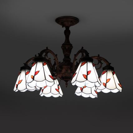 Brilagi - plafonnier en vitrail de style Tiffany FOLIA 6xE27/60W/230V Ø 60 cm